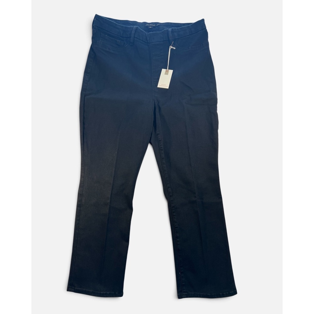 Good American Power Stretch Pull-On Straight High Rise Pants Black 3XL GLS478BT